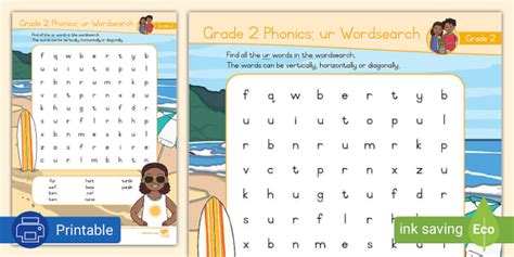 Grade Phonics Ur Wordsearch L Enseignant A Fait