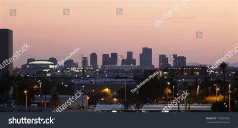 Downtown Phoenix, Arizona Skyline At Sunset Stock Photo 145227652 ...