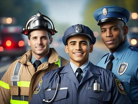 First Responders In Uniform Standing Together For Portrait Image ...