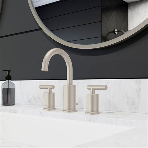 Pfister Contempra Brushed Nickel Widespread 2 Handle Watersense Bathroom Sink Faucet With Drain