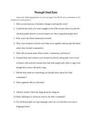 Copy Of Through Deaf Eyes Summary Questions Through Deaf Eyes Answer