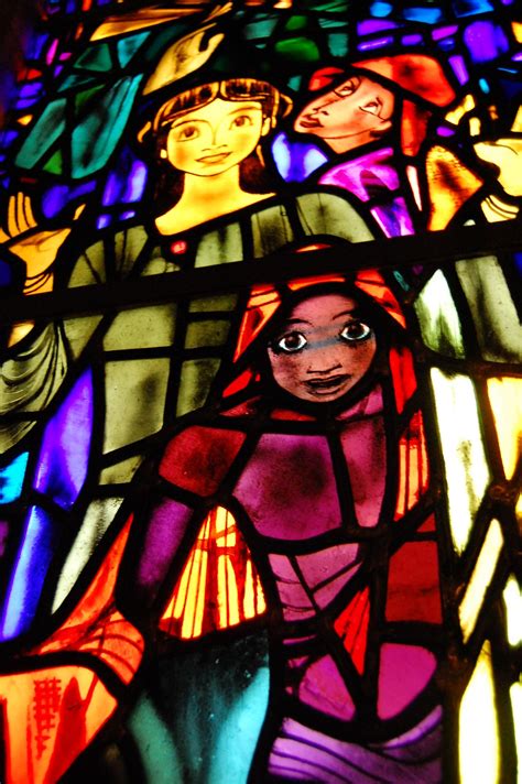 Close Up Of Stained Glass Window At The National Cathedral