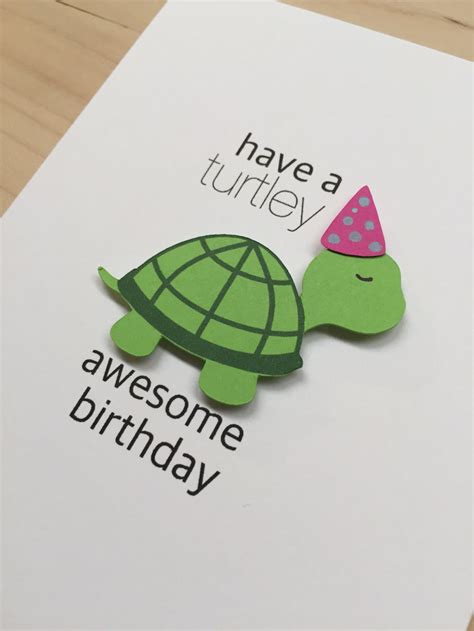 Have A Turtley Awesome Birthday Cute Birthday Card Turtle Etsy