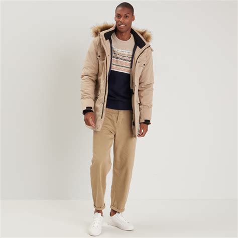 Parka droite à capuche beige homme Vibs