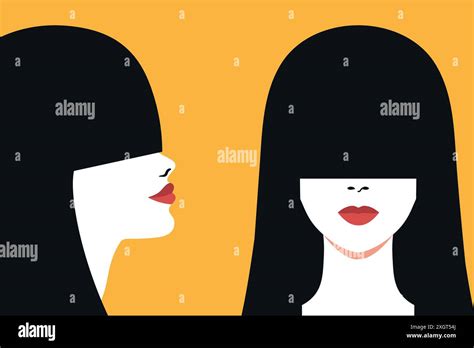 Abstract Faceless Woman Portrait Front And Side View Brunette Female