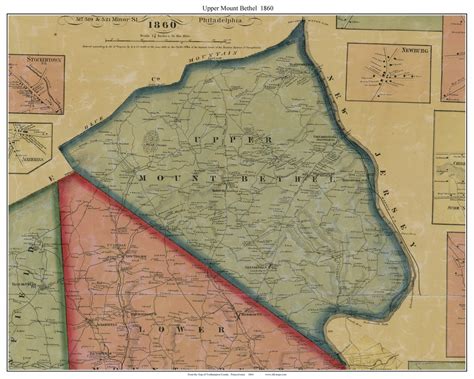 Upper Mount Bethel Township Pennsylvania 1860 Old Town Map Custom