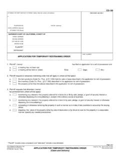 APPLICATION FOR TEMPORARY RESTRAINING ORDER Application For Temporary