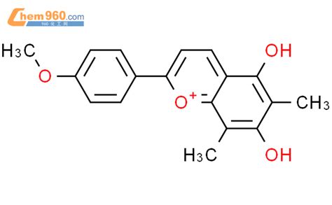 90145 57 61 苯并吡喃鎓，57 二羟基 2 （4 甲氧基苯基） 68 二甲基 化学式、结构式、分子式、mol、smiles
