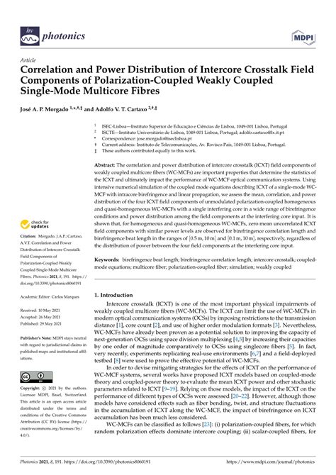 Pdf Correlation And Power Distribution Of Intercore Crosstalk Field