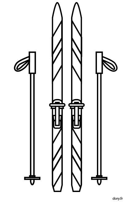 Three Skis With Poles Attached To Them