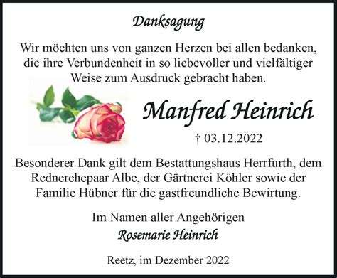 Traueranzeigen Von Manfred Heinrich M Rkische Onlinezeitung Trauerportal