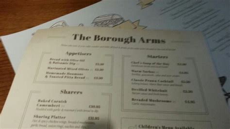 Menu at Borough Arms, Bodmin pub & bar, Bodmin