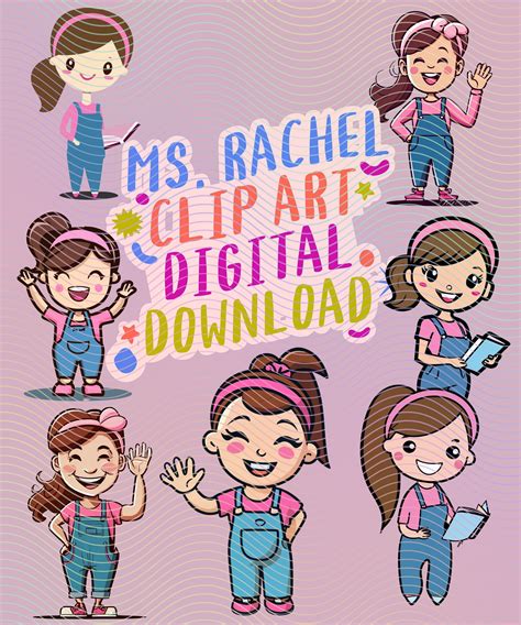 Ms. Rachel PNG Clip Art Bundle, 7 Original Images | Clip art, Art