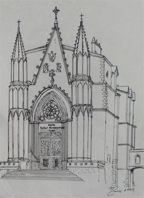 Church Sanctuary de Misericòrdia. Marker pen drawing by Joan Mañé * All ...