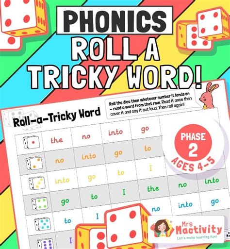 Phase 2 Phonics Age 4 5 Roll A Tricky Word Activity Mrs Mactivity