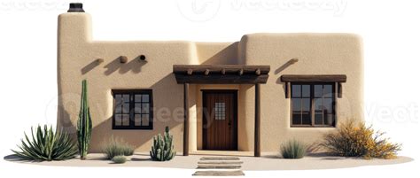 Adobe House With Desert Plants In Sunlight Cut Out Stock 49223186 Png