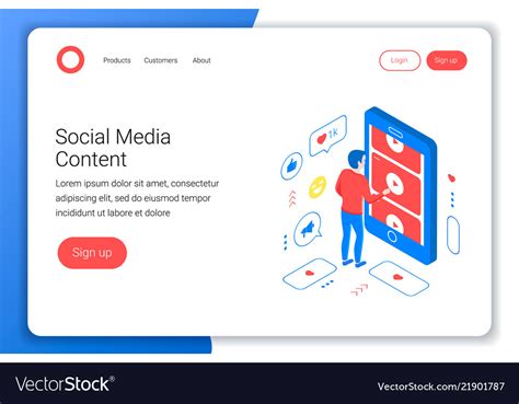 Social Media Isometric Concept Royalty Free Vector Image