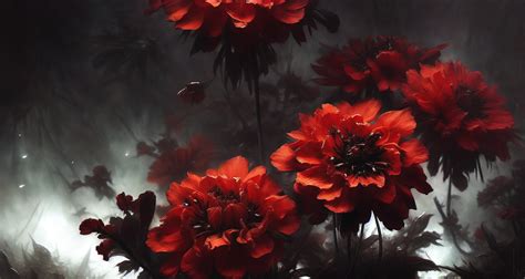 Wallpaper : ai art, AI generated, red flowers, dark 4050x2160 ...