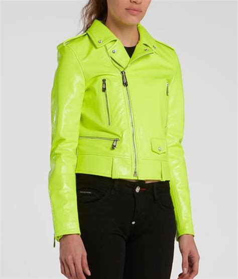 Women's Biker Neon Green Leather Jacket - Jackets Creator