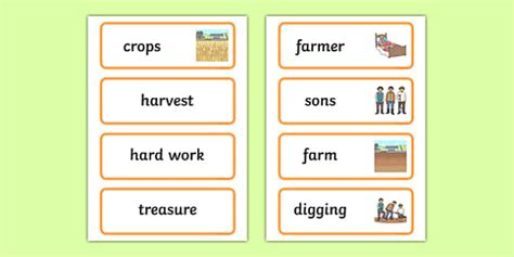 The Farmer And His Sons Word Cards Teacher Made Twinkl