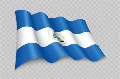 Premium Vector 3d Realistic Waving Flag Of Nicaragua