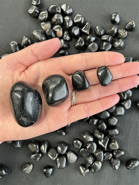 Black Onyx Tumbled Stones Polished Black Onyx Grade A 4 Sizes