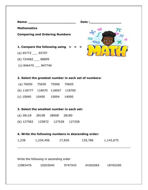 Comparing And Ordering Numbers Exercise Live Worksheets Worksheets