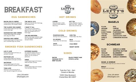 Menu Lefty S Bagels