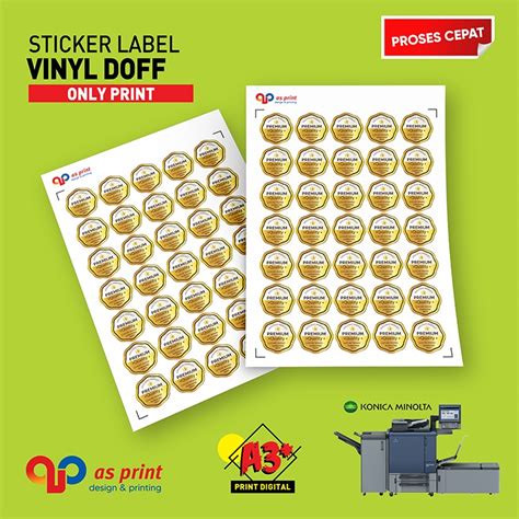 Jual Cetak Sticker Vinyl Doff A3 Plus Sticker Label Produk Sticker