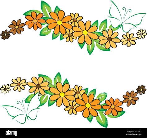 Vector Flowers Butterfly Border Frame Care Background Design Stock