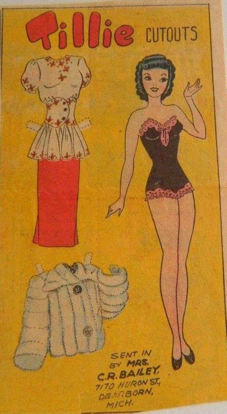 Tillie Paper Doll Paper Dolls Vintage Paper Dolls Paper