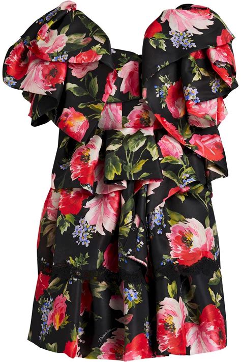 Dolceandgabbana Ruffled Floral Print Silk Blend Satin Mini Dress The Outnet