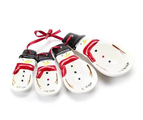 Santa S Workshop Snowman Ceramic 4 Piece Measuring Spoons Set Big Lots