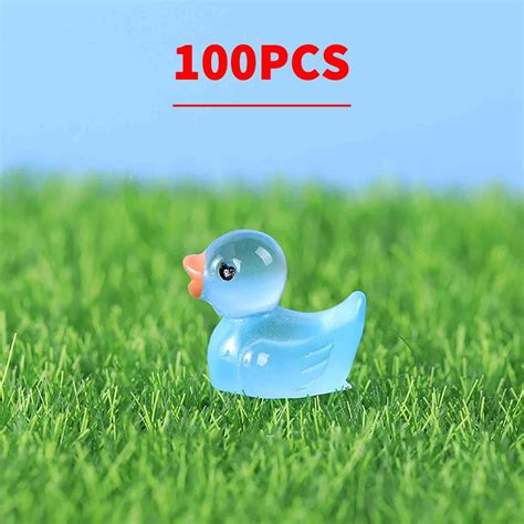 Weloille 100Pcs Mini Resin Ducks Colorful Luminous Resin Ducks Ducks