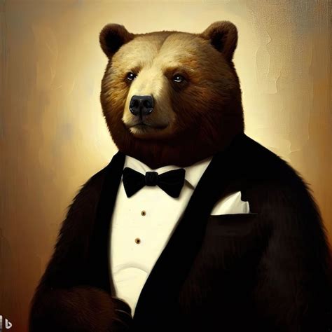 Premium Ai Image Brown Bear In A Black Tuxedo With Bow Tie Portrait