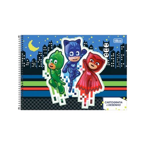 Caderno De Desenho Fls Pj Masks Tilibra Livraria E Papelaria Brasil