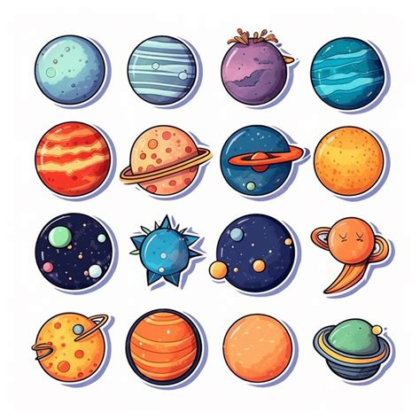 Un Conjunto De Planetas Y Estrellas De Dibujos Animados En Un Círculo Generativo Ai Foto Premium