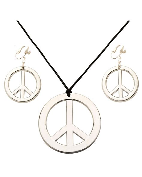 Hippie Peace Necklace Earrings For Carnival Karneval Universe