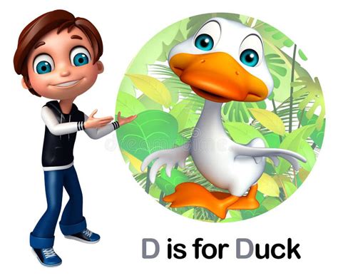 Kid Boy Pointing Duck Stock Illustration Illustration Of Preschooler