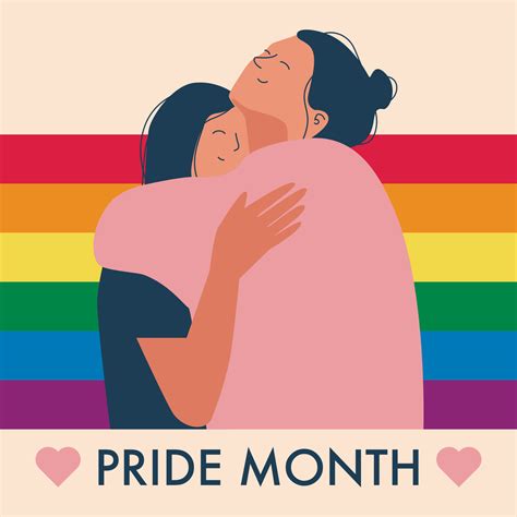 Lesbian Couple Hugging Vector Rainbow Flag Pride Month 7852113 Vector