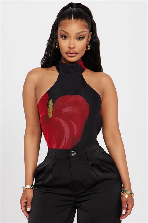 Full Bloom Backless Bodysuit Blackcombo Fashion Nova Bodysuits