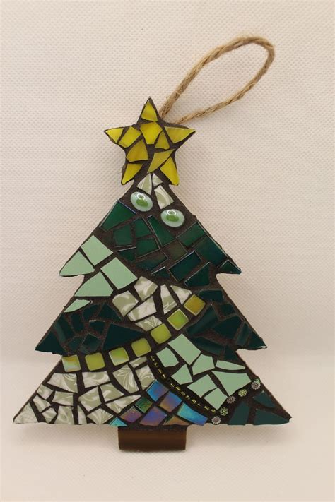 Mosaic Christmas Tree Ornament Christmas Mosaic Handmade Ornament Etsy Christmas Mosaics