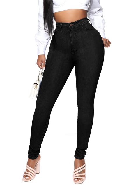 Kunmi Womens Classic High Waisted Skinny Stretch Butt Lifting Jeans