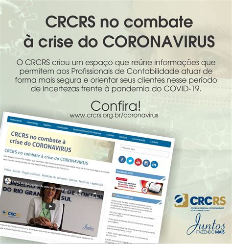 Site do CRCRS traz informações sobre medidas de combate ao coronavírus