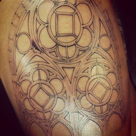 Pin By Aaron Linford On Tattoos Stained Glass Tattoo Cathedral Tattoo Thigh Tattoo