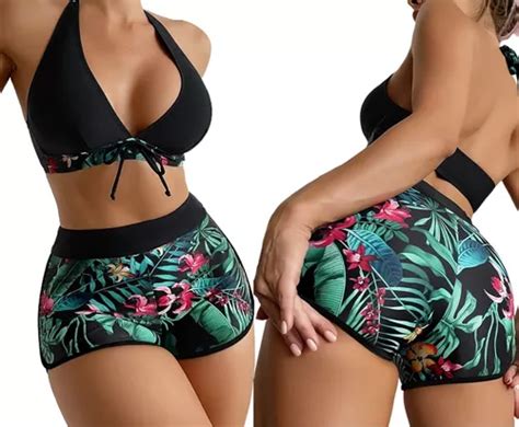 Traje De Baño Dos Piezas Talle Alto Bikini Bañador Para Dama MercadoLibre