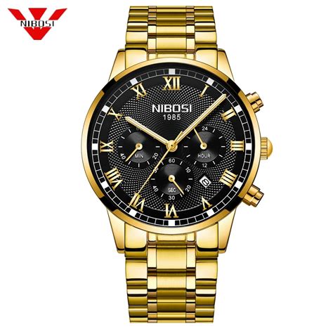 Nibosi Mens Quartz Watch Luxury Fashion Sport Wristwatch Waterproof Stainless Male Watches Clock