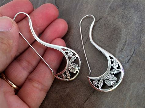 Sterling Silver Hoop Earrings 925 Silver Earringstribal Etsy