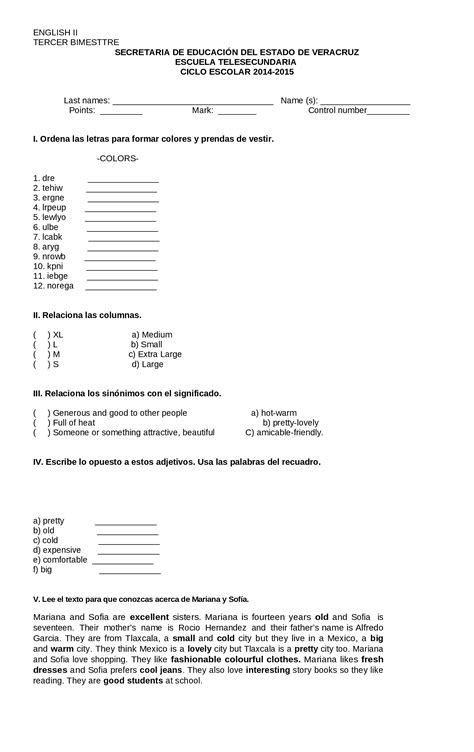 DOCX Examen De Ingles Tercer Bimestre DOKUMEN TIPS