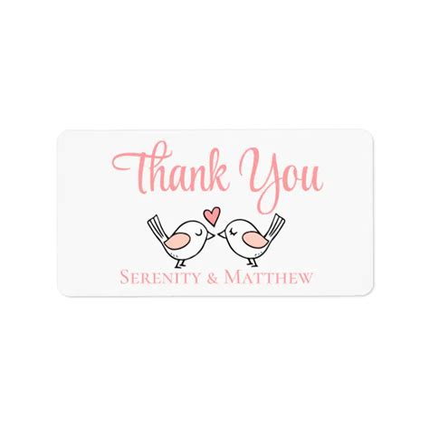 Love Birds Pink Lovebird Wedding Thank You Sticker Zazzle